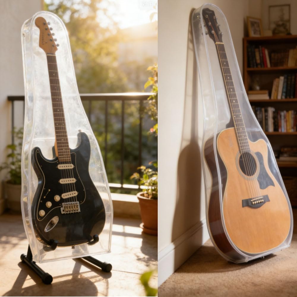 Funda De Guitarra Impermeable, Bolsa para Guitarra clásica, Funda Antipolvo Impermeable para Guitarra, fácil de Limpiar, Expositor de Pared (para Guitarra acústica), Transparente