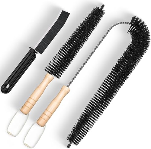 Holikme - Paquete de 3 unidades de limpiador para ventilación de secadora, cepillo removedor de pelusa, limpiador de trampa de ventilación,