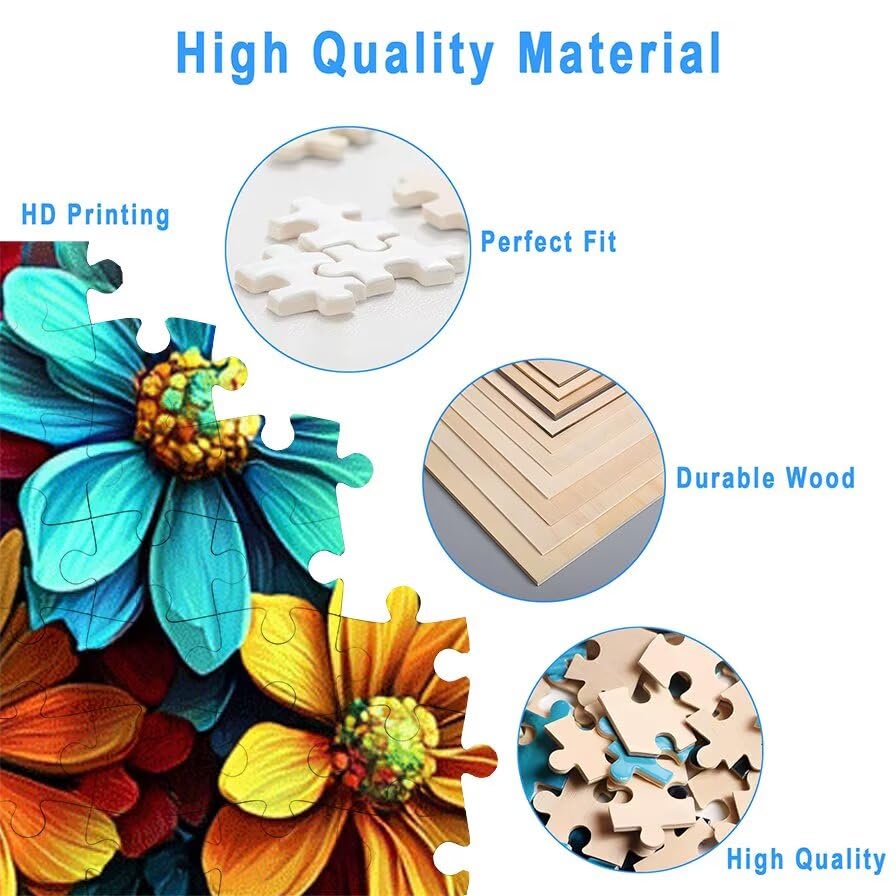 Puzzle 2000 kolorowych elementów, drewniane puzzle kwiatowe dla dorosłych, rozmiar: 100 x 70 cm, puzzle 2000 sztuk dla dorosłych, rodzinne gry edukacyjne, puzzle pomysł na prezent dla kobiet, wystrój