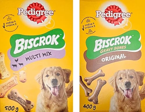 Pedigree Biscrok - Bone-Shaped, Multi-Mix Biscuits Dog Treats and Gravy Bones Biscuits Dog Treats (Bone-Shaped, Multi-Mix Biscuits + Gravy Bones)