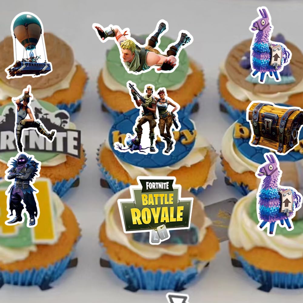 Video Game Themed Cake & Cupcake Toppers - Neon Level Up Party Decorations For Birthday Celebrations - View #3