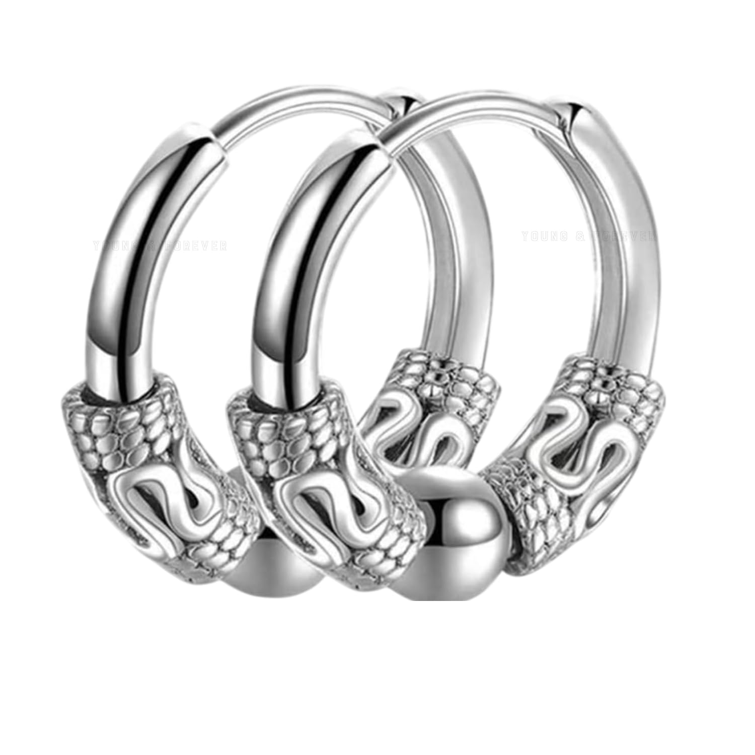 Gift Stainless Steel Hoop Stud Earrings for Men and Boys