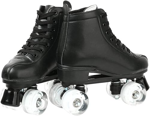 Miniatura 3 de Patines clásicos de doble fila de piel para hombre y mujer