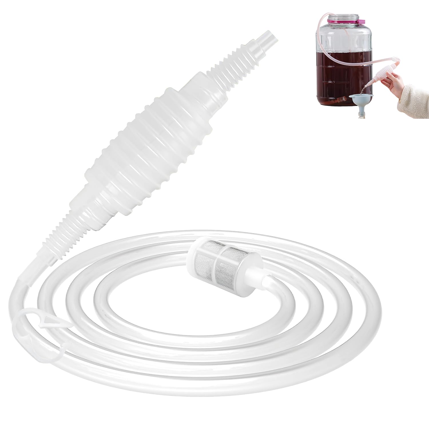 TecoKart® Brewing Making Tool Siphon Pump Home Brew Syphon Tube Pipe Hose 1.6m Wine Beer Making Filter Tool Wine Making Supplies Portable Water Pump for Liquid Transfer-image-7