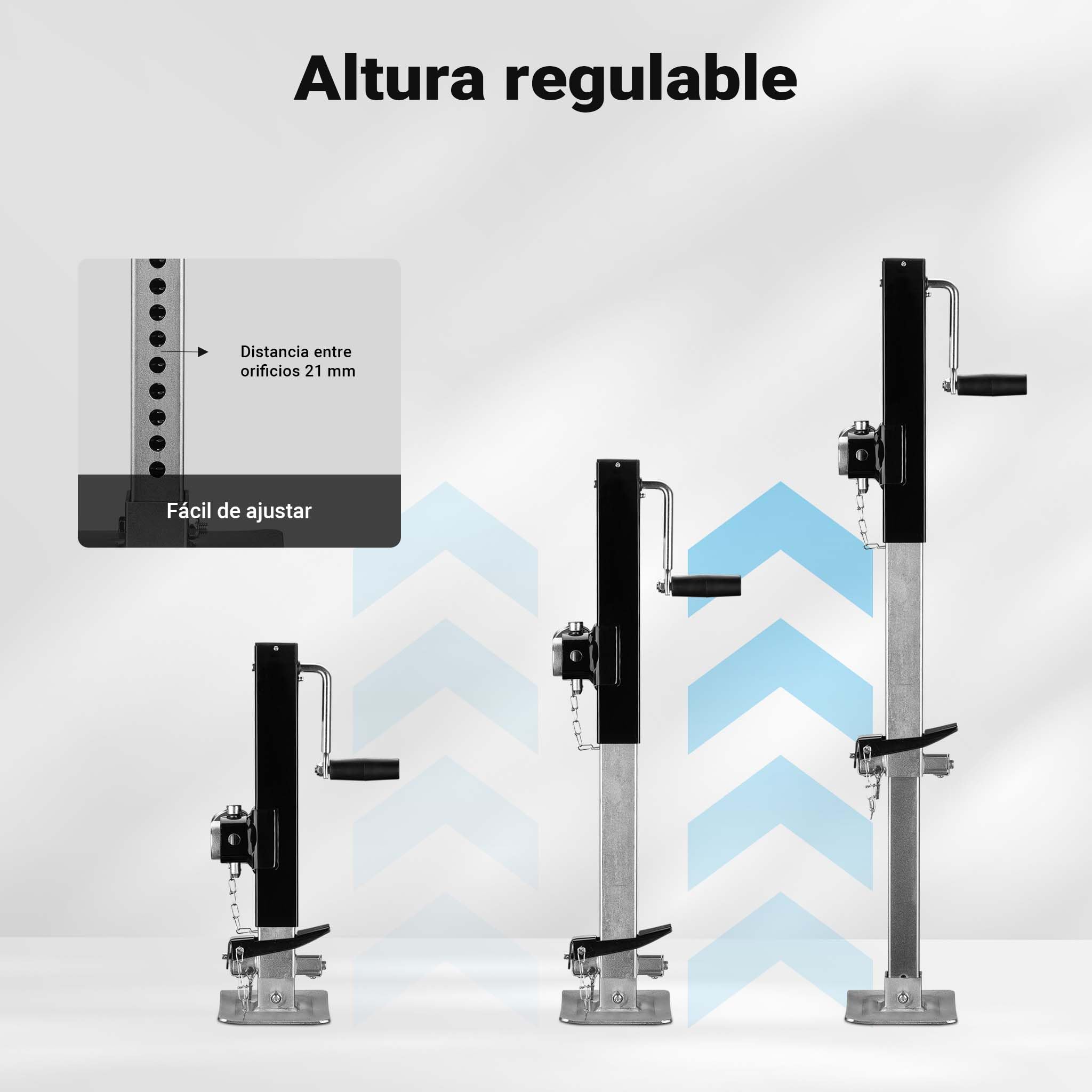Wiltec Pata de apoyo para remolques y caravanas capacidad 900 kg con manivela lateral altura ajustable y soporte de tubo
