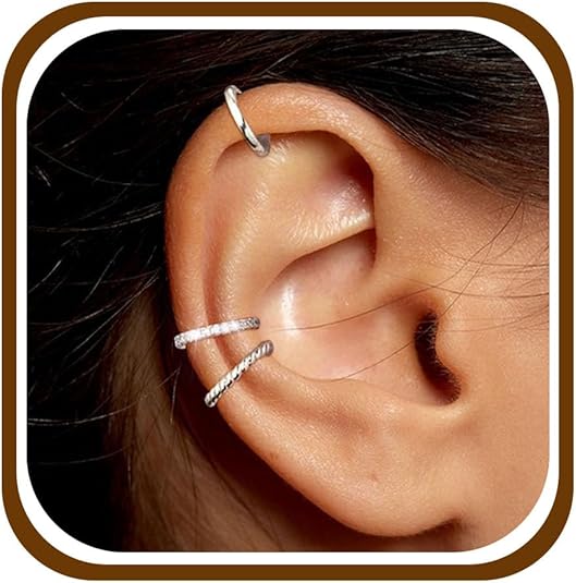 24Pcs Ear Cuff Stainless Steel Clip On Wrap Earring Helix Cartilage Non