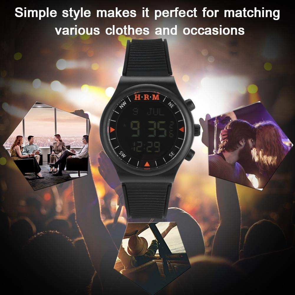 Walfront Orologio sportivo moderno anallergico impermeabile Azan musulmano con preghiera e bussola nero, nero, 1 unità (confezione da 1), moderno, nero, 1 Unité (Lot de 1), Moderno