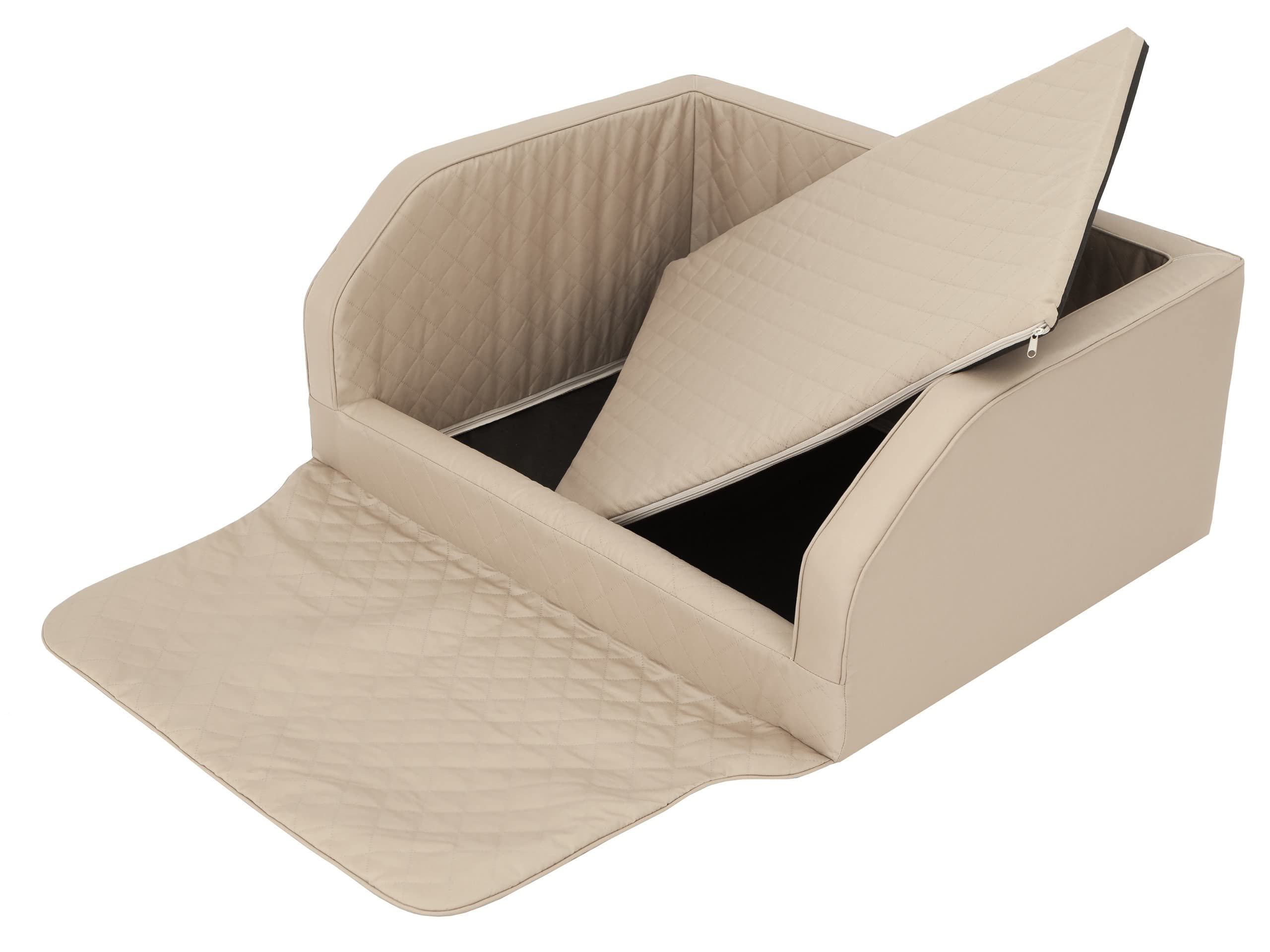 Siège de Voiture pour Chien - Couverture Avant/Banquette arrière - Boîte de Transport pour Chat - Panier pour Chien - Beige Oxford (2) - 100 x 80 x 39 cm