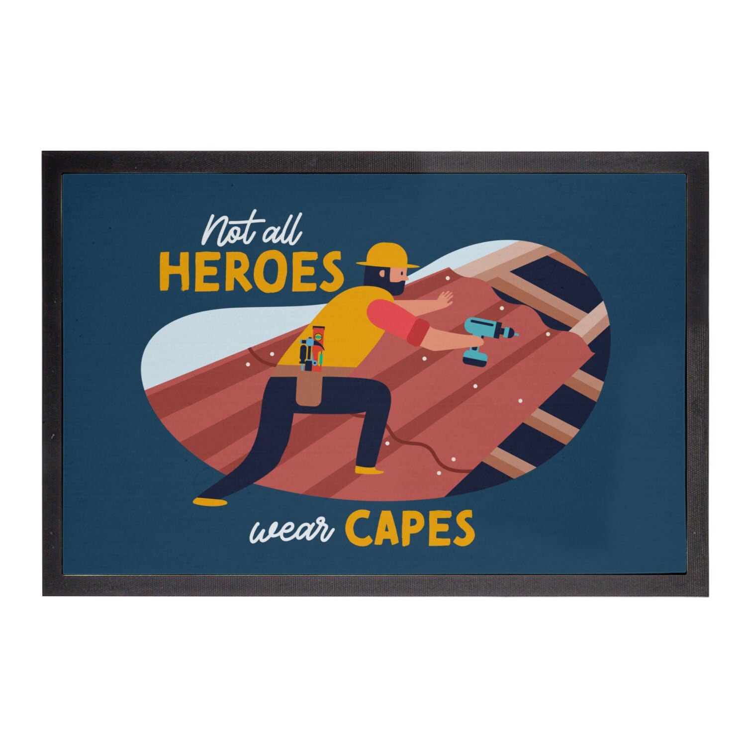 Paillasson bleu True Heroes Roofer Job Hero de dimensions 60x40cm pour entrée