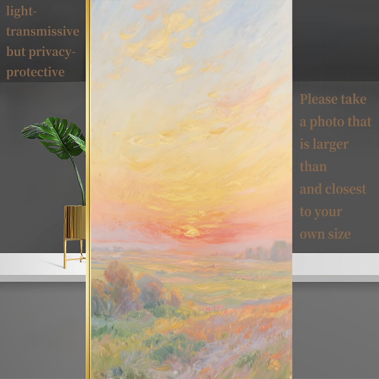 Pellicola Vetri Finestre 90X200CM Tramonto Pellicola Adesiva Per Vetri Oscurante,Autoadesiva,Pellicole Per Vetri Anti Uv,Privacy Finestre Per Casa/Ufficio