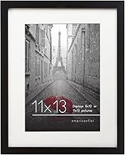 Americanflat 11x13 Picture Frame in Black - Displays 8x10 with Mat and 11x13 Without Mat - Engineered Wood with Shatter Resistant Glass - Horizontal and Vertical Formats for Wall
