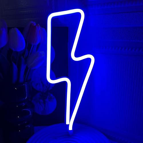 Miniatura 7 de Letreros de Neón Rayo Letrero de Luz de Neón para Decoración de Pared, Alimentado por Batería o USB Luz LED de Rayo Letrero de Neón para Dormitorio,