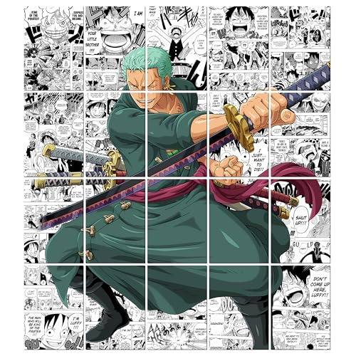 Image of MODERN GALLERY MART Pack of 20 One Piece Roronoa Zoro Manga Poster | A4 Size Anime Wall Art (8.3 x 11.7 inch) | Manga Posters with Glue Dots | Anime Poster for Bedroom, Living Room, Office
