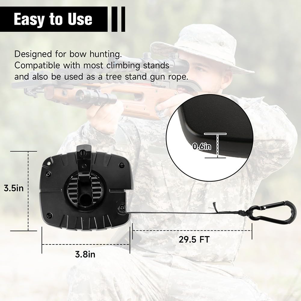 Para artículos esenciales de caza, recupera eficazmente tu arco con una herramienta de elevación Treestand de 32 pies