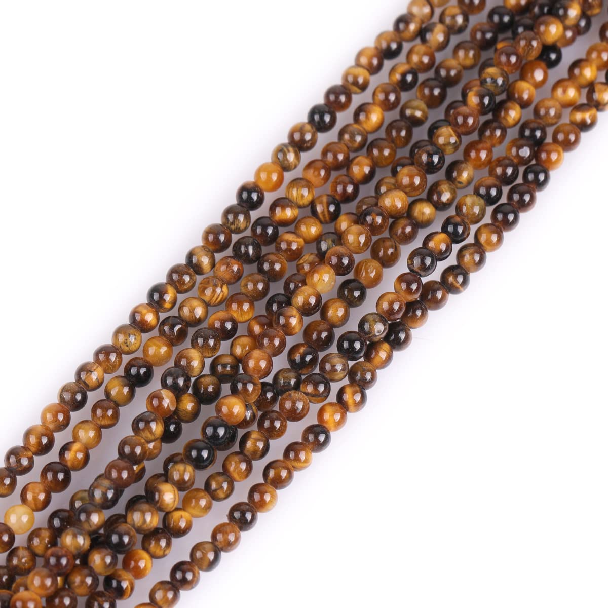 GEM-Inside Natural 2mm Yellow Tiger Eye Round Gemstone Semi Precious Loose Beads for Jewellery Making 15"