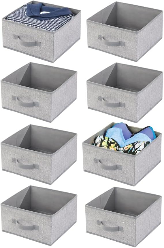 mDesign Set of 8 HalfCube Storage Boxes Fabric Storage Cubes with