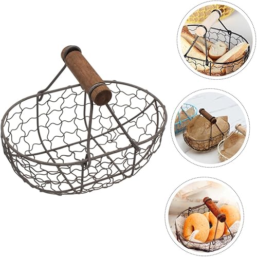 Miniatura 8 de UPKOCH Cesta de almacenamiento grande retro creativa para huevos frescos, contenedor de estilo vintage con asa, solución de almacenamiento