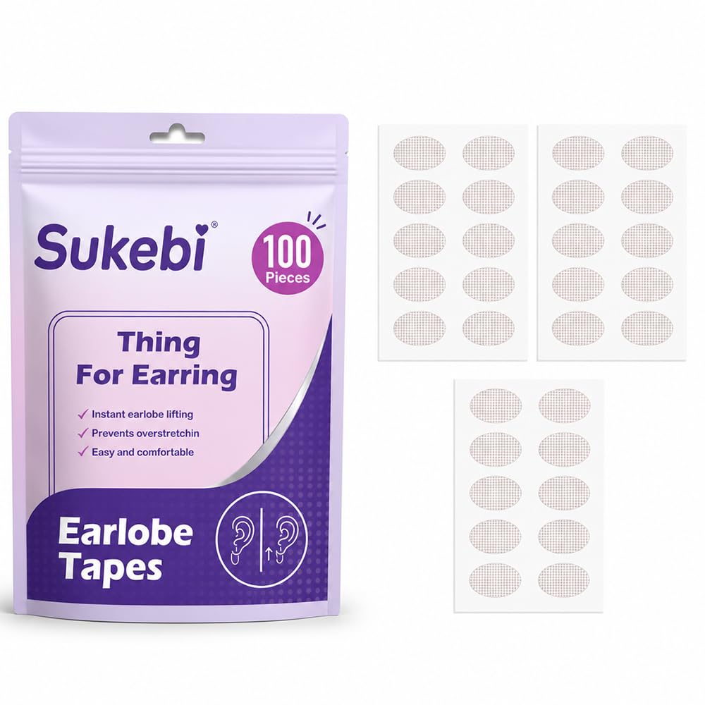 (100 Pcs) Premium Invisible Ear Lobe Support for Earrings Earlobe Tapes and Stickers heavy Earring Supporter for Heavy Earrings Support Patches Girls & Women-image-16