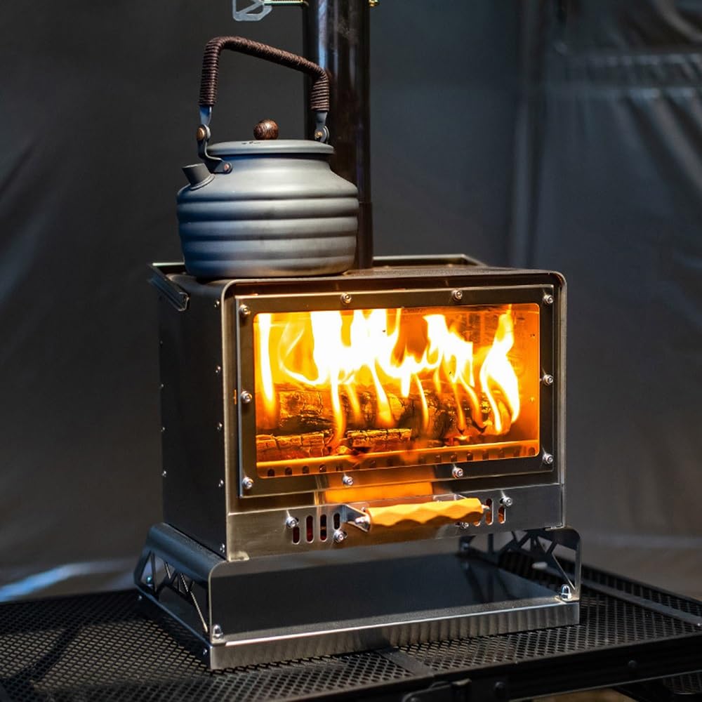ステンレス製　薪ストーブ　二次燃焼 Amazon | WOGQX 二次燃焼薪ストーブ キャンプ テント卓上暖炉