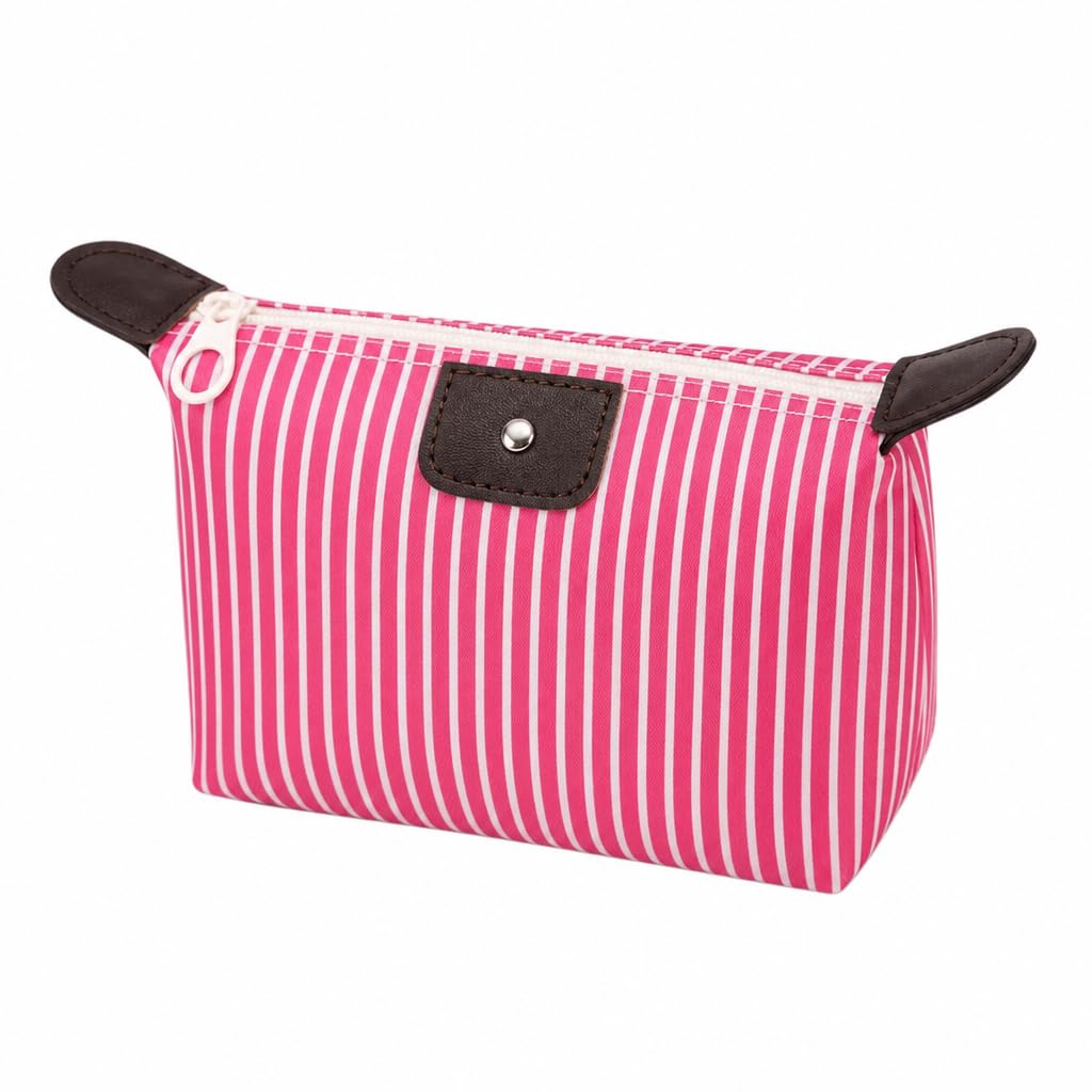 AUREON Striped Cosmetic Makeup Bag SZ-1491 - Waterproof Toiletry Pouch for Women | Multifunction Travel Cosmetic Organizer | Portable Dumpling-Style Zipper Makeup Pouch for Skincare, Accessories-picture-13