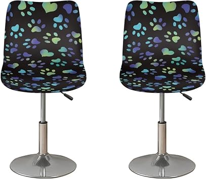 Blue Dog Paws Bar Stool Slipcovers Set of 6 Stretchable Short Back Bar Chair Covers Waterproof Furniture Protector for Pets and Kids