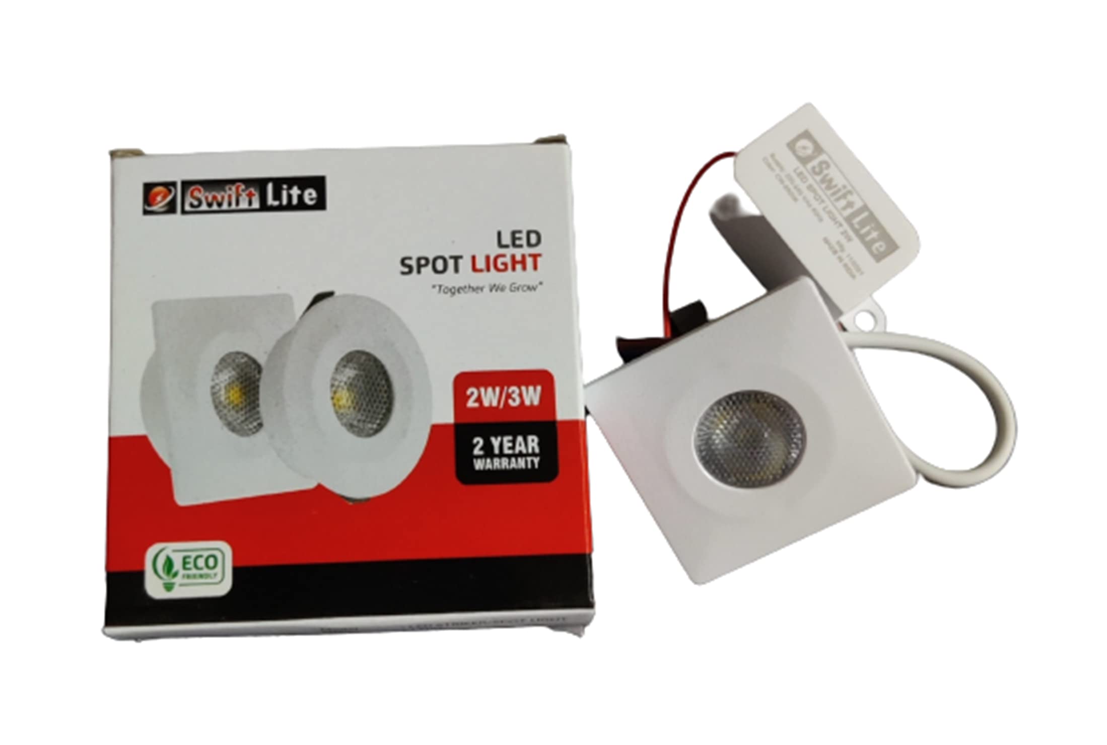 Swift Lite LED Light 2 Watts - Warm White For Ceiling, Panel Light With Dust Proof, Energy Saving Warm White Light For Indoor. Use At Home, Kitchen, Office, & Balcony. LED Light Square Button Light (WW-2W SBL)