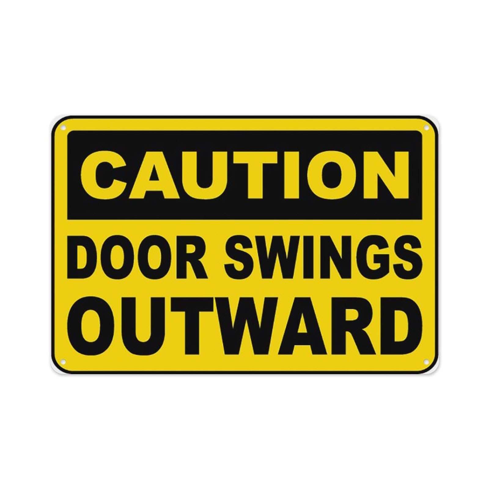 Peiyeety A03 Door Swings Outward Sign Aluminum Tin Warning Signs For Home Outdoor Garden 12X16 Inches