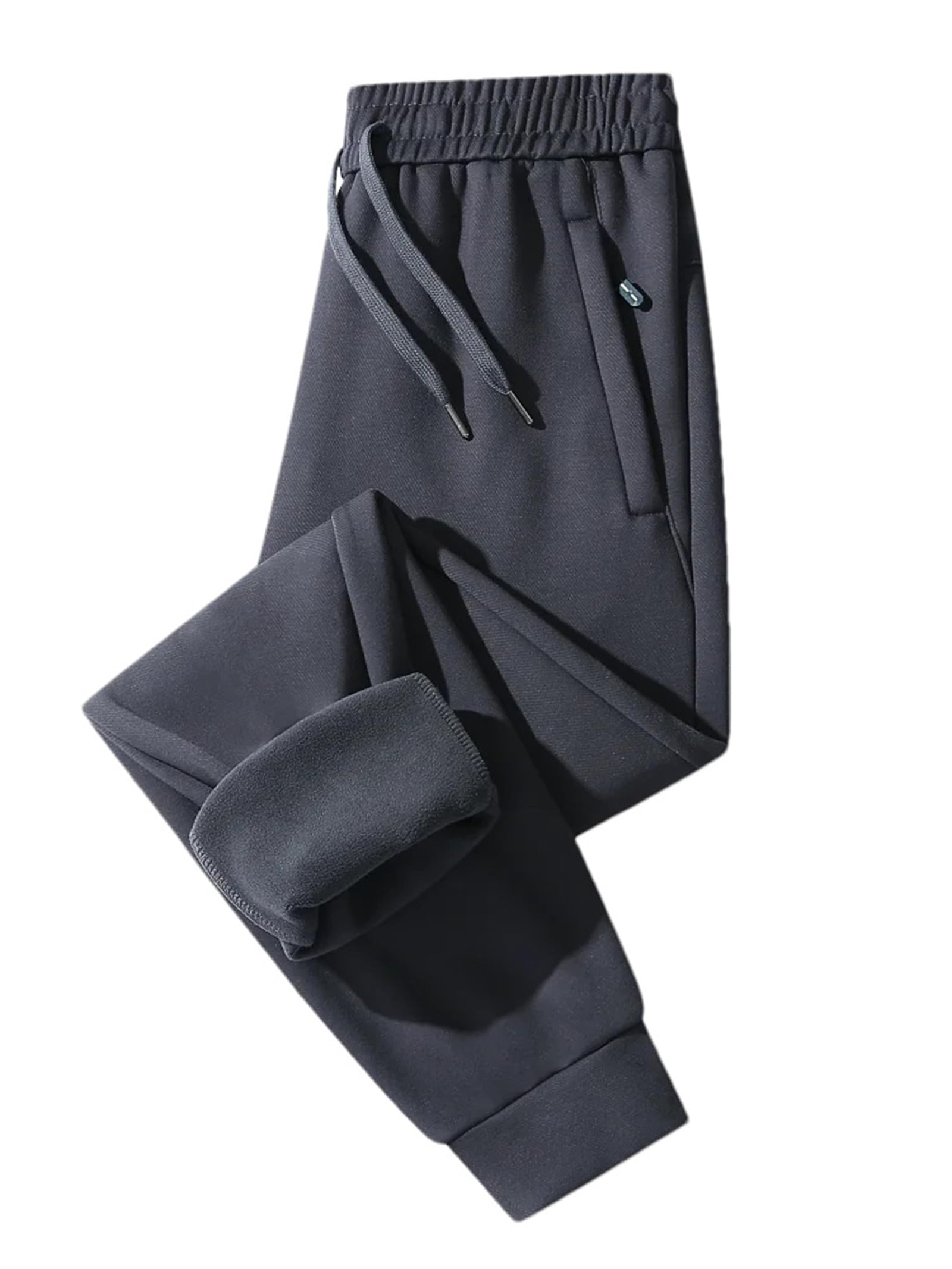 Mnjyihy Mens Winter Thick Warm Fleece Sweatpants Elastic Waist Drawstring Joggers Sportswear Casual Trousers