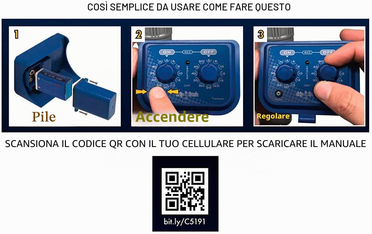 Drip&Fresh C5121 C5121 - Kit completo di nebulizzazione per terrazze e cortili, con programmatore analogico per secondi e 8 nebulizzatori, blu