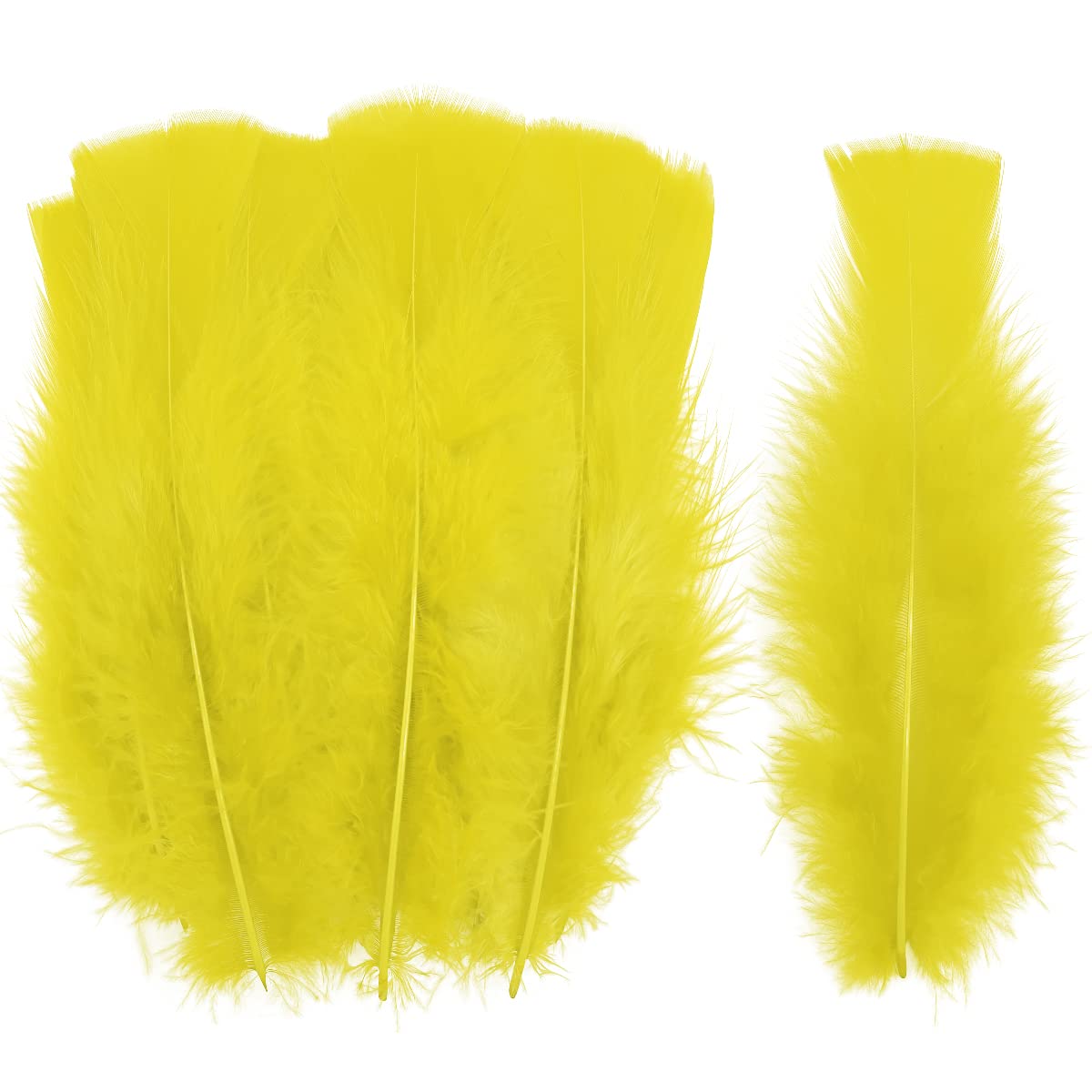100pcs Yellow Turkey Flat Feathers 4-6 Inch Fluffy Feathers for Crafts Masks Hats Decorating Dream Catchers Wedding Party Decoration