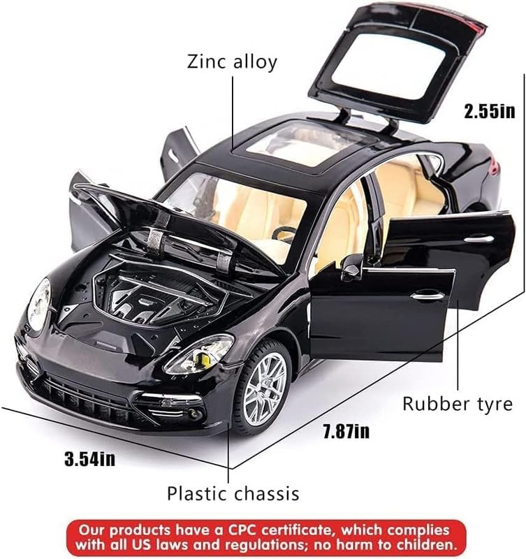 Image of Play Boy 1:32 Porsche Panamera Model Diecast Metal Alloy Pullback Toy Vehicle with Openable Doors Light and Music Car for Kids (Multicolor)