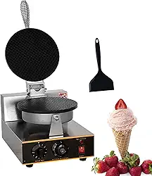 CNAOHGHN Máquina comercial de fazer casquinha de sorvete, máquina elétrica de fazer casquinha de waffle de 1200 W, superfície antiaderente, tempo ajustável de 0 a 5 minutos