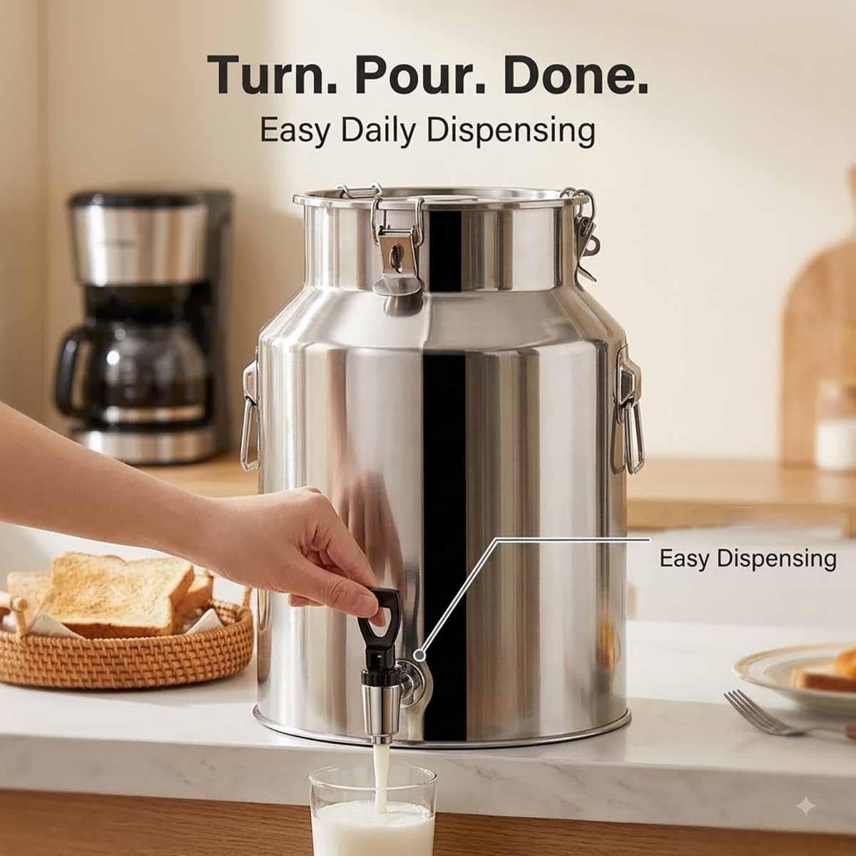 Bidon À Lait Inox 304,Seau Alimentaire Avec Robinet Et Couvercle Hermétique