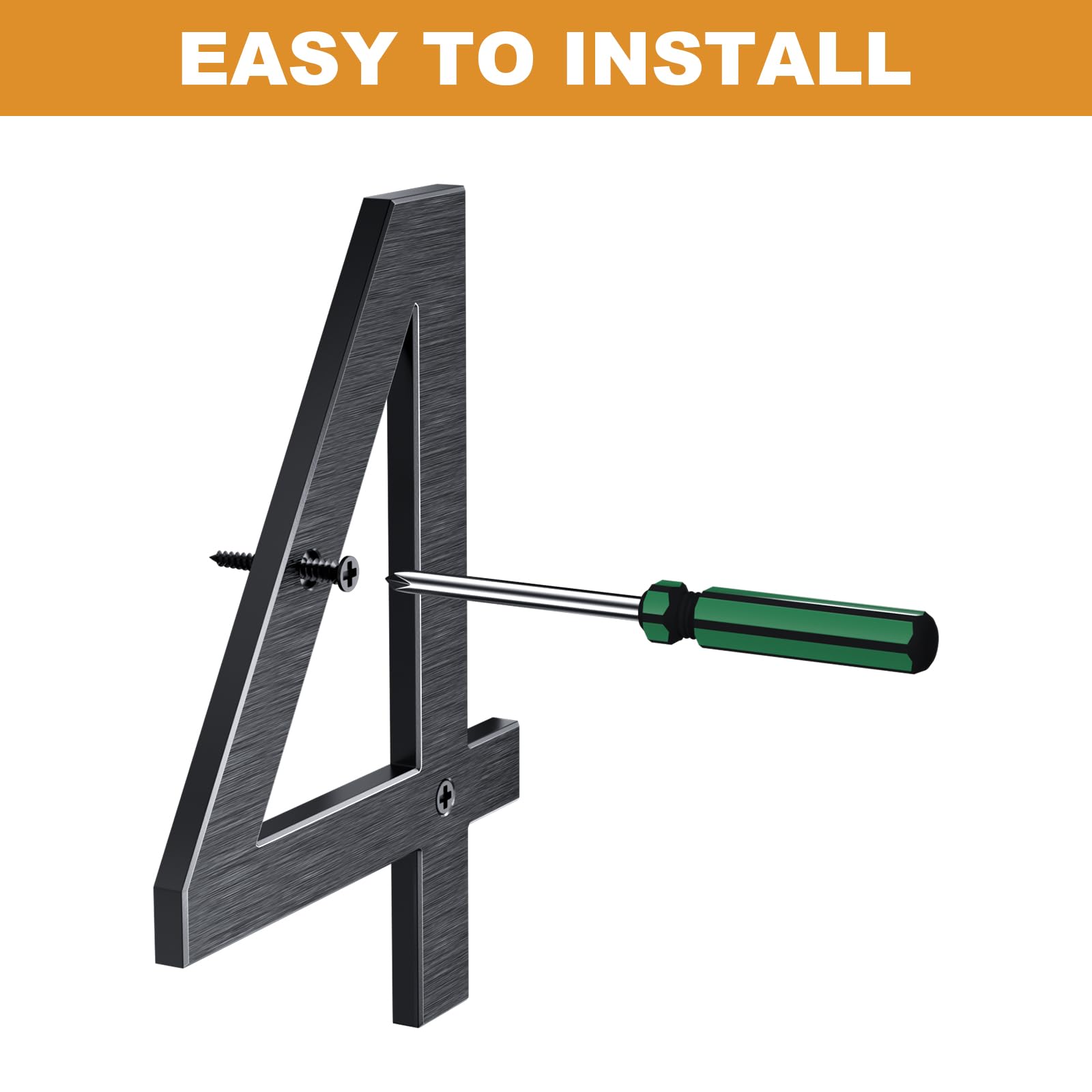 Número de casa exterior negro 20 cm – En aluminio macizo con acabado cepillado, instalación con tornillos y efecto flotante 3D – Para pared, fachada, valla, garaje (1)