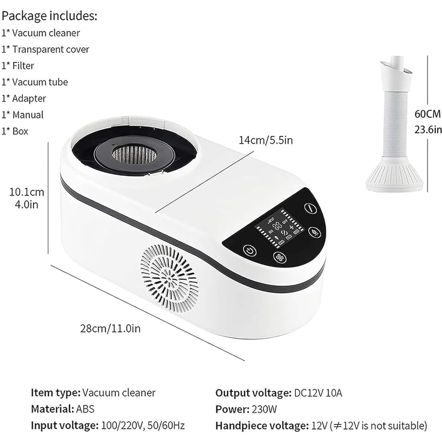 230 W Dental-Staubsammler, Tragbare Schleifstaubsauger Für Dentallabore, Touchscreen-Bedienung, LED-Projektorbeleuchtung, 360°-Drehung Des Saugschlauchs, Geräuscharm, Dental-Staubsammler Für Zahnärzte