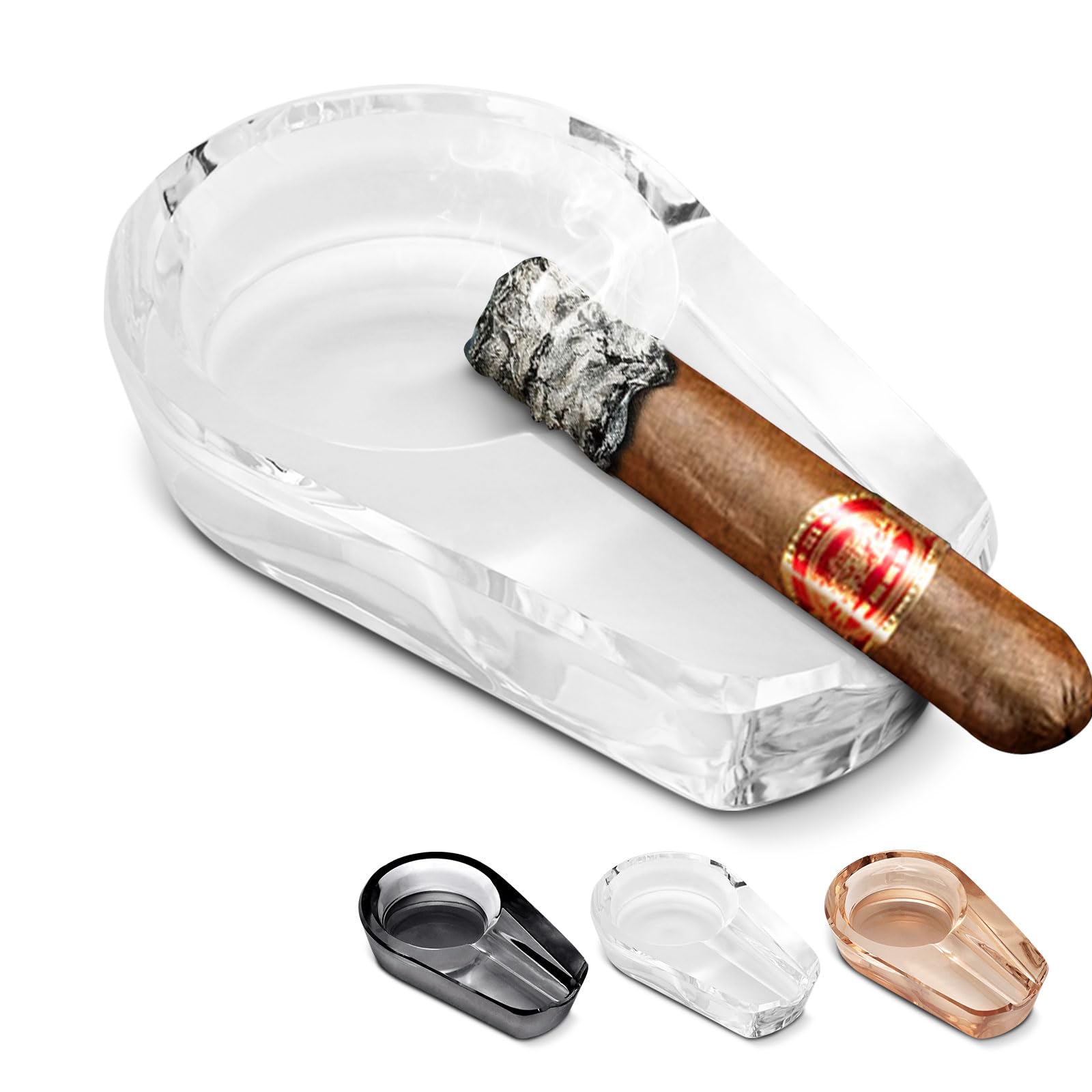 Cigarloong Whtie Glass Cigar Ashtray, Ashtray Glass For Outdoor Household Desktop Patios Indoor Outdoor Office Decoration Cigar Ashtray (Whtie)