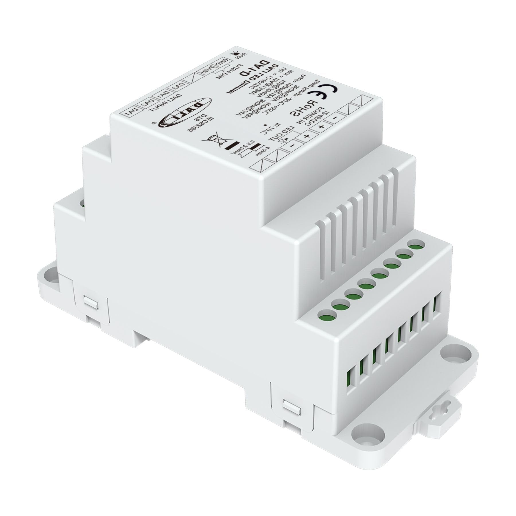 Ściemniacz LED DALI do jazdy na szynie DIN, 12V 24V 36V 48V 15A, 1 kanał stałego napięcia, przycisk NO, Push Dim, DALI-2, PWM 2KHz 8KHz 16KHz, do jednokolorowych pasków LED