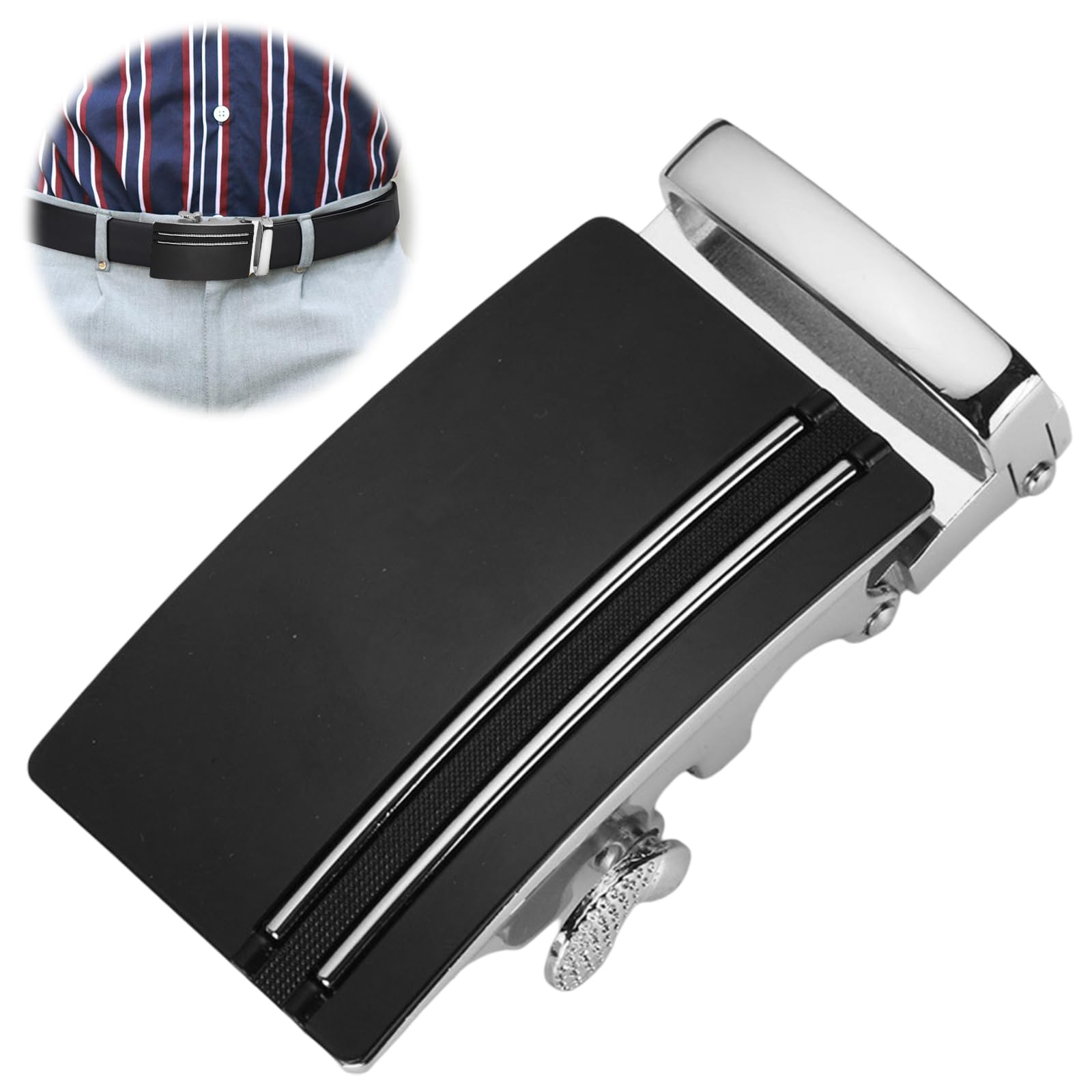Klassische Gürtelschnalle als Ersatz, Herren Gürtel Zubehör, Schwarzen Automatik Gürtelschnalle, Schnalle 40mm/1.6zoll für Gürtel