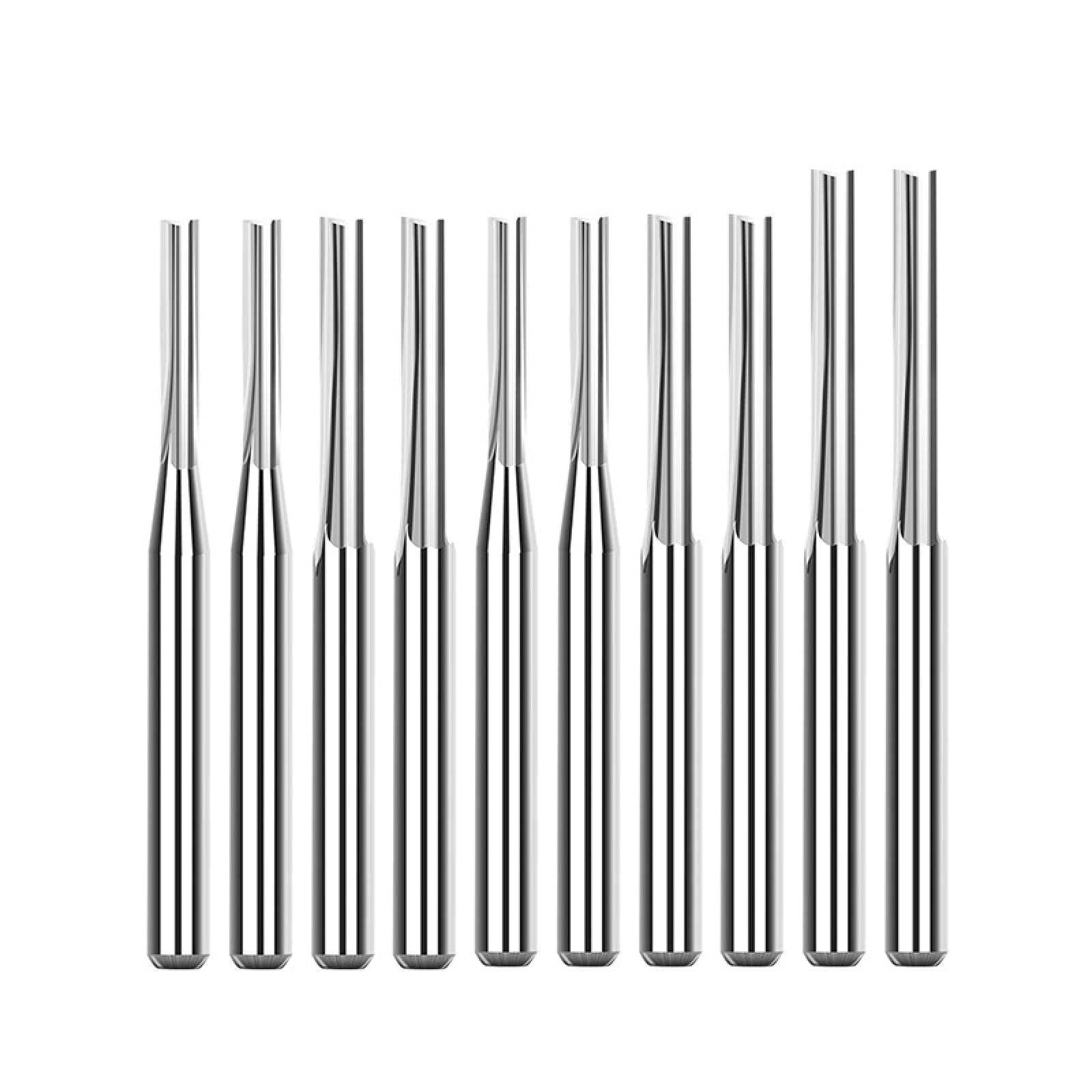 10 Pz 3.175 Gambo Doppio Bordo Dritto Flauto Fresa Fresa In Metallo Duro Argento,3.175x32