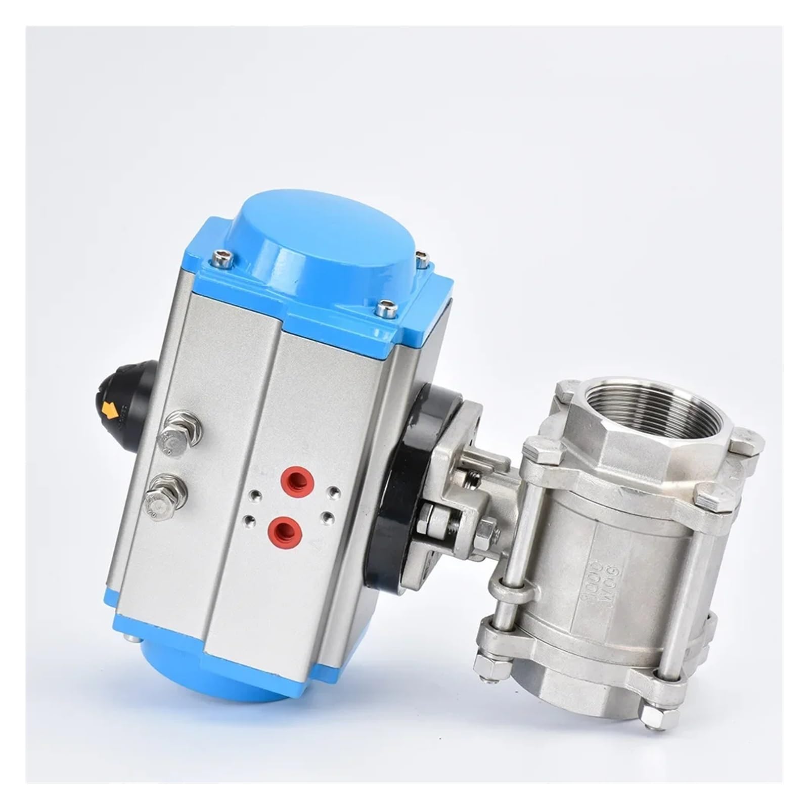 KKCZOFMJ 1/4" Three Piece High Platform Pneumatic Ball Valve Stainless Steel 304 Double Acting Cylinder(Double)