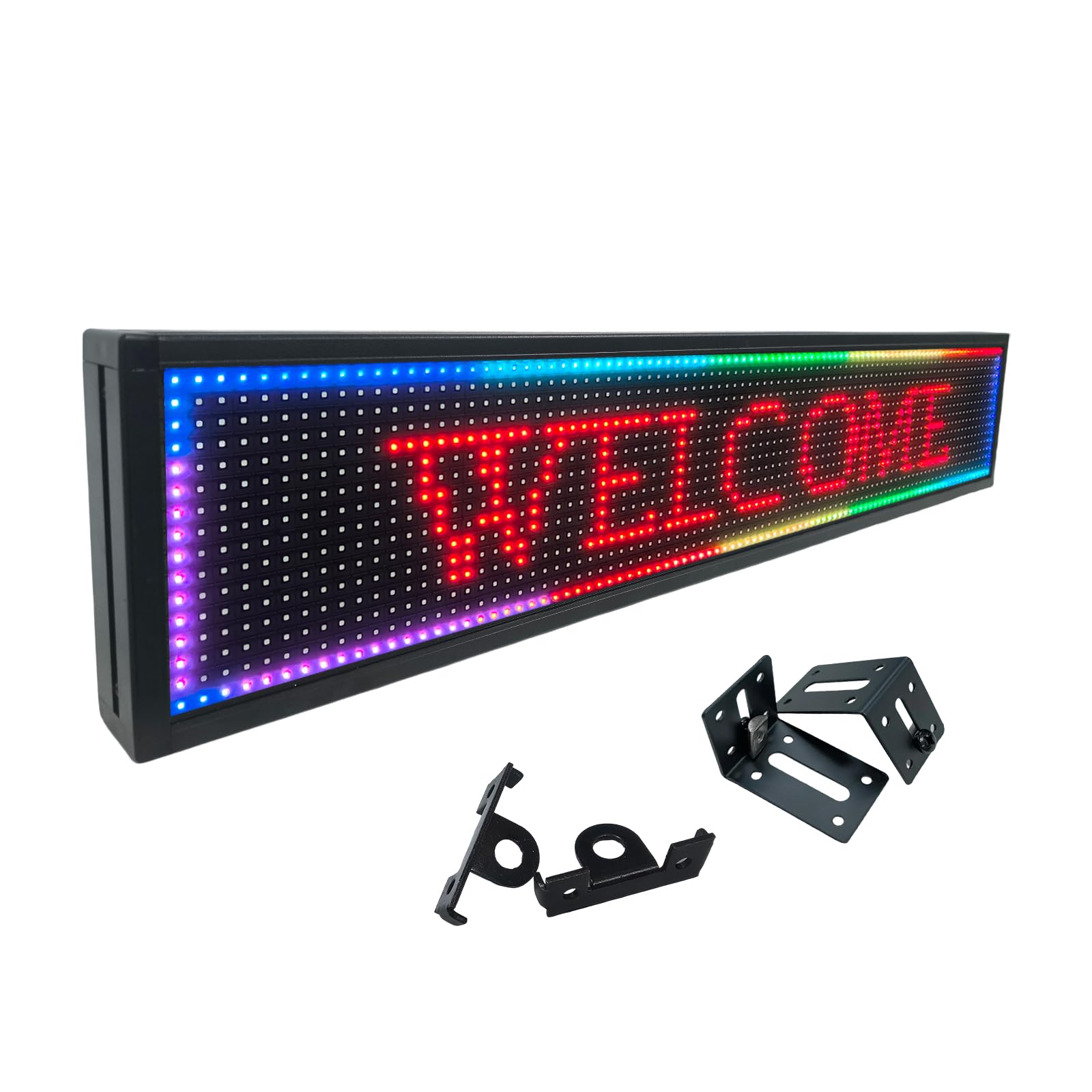 P10 Programmable LED Sign Outdoor, RGB Full Color Scrolling LED Sign with 4000CD/㎡ High Brightness, WIFI Control Open Welcome Led Digital Display for