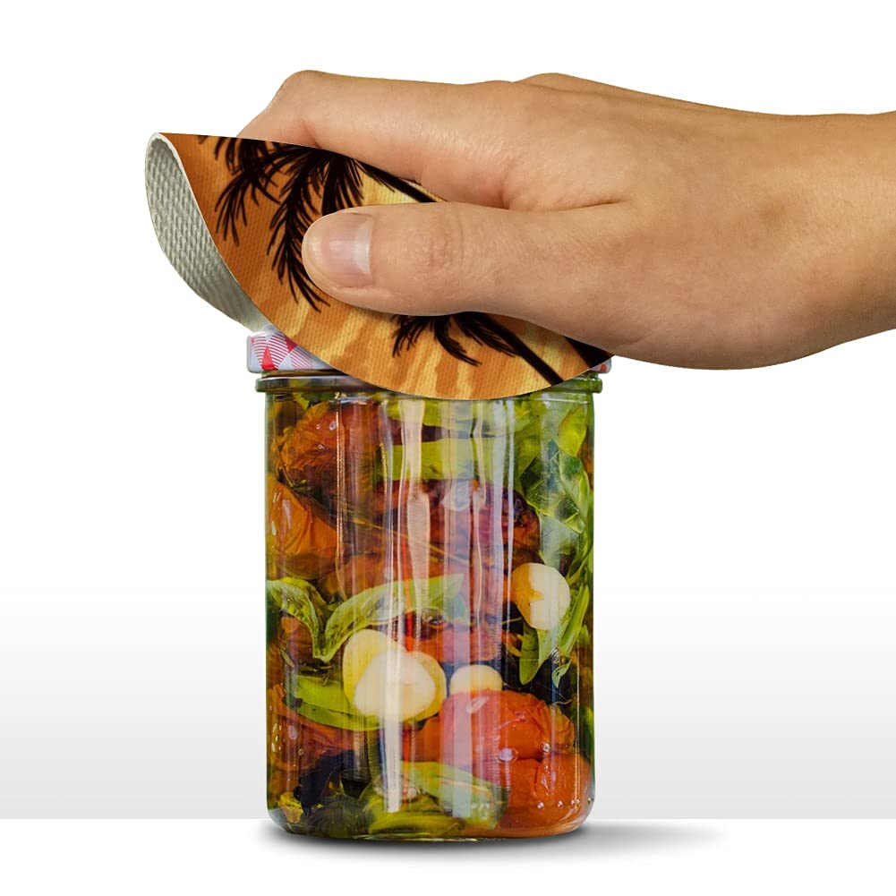 Sunset on Tropical Beach with Palm Trees Hawaii Orange Round Rubber Non-Slip Jar Gripper Lid Opener