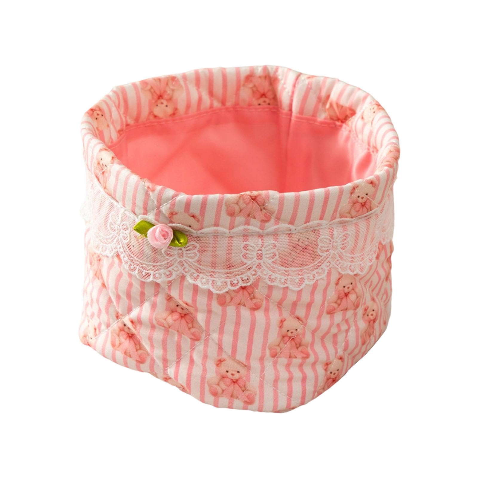 LUCKGONI Quilted Fabric Storage Basket Foldable Organiser For Home Desktop Snacks Clutters Organization Tool