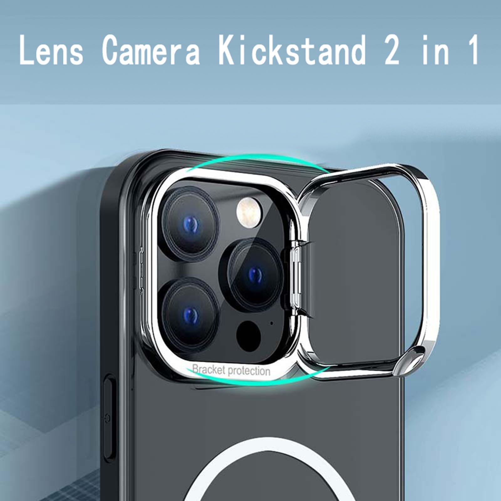 LXURY Magnetyczne etui do iPhone'a 15 Pro Max/15 Pro/15 Plus/15, metalowa podpórka do obiektywu, etui na telefon obsługuje bezprzewodowe ładowanie, matowe ultracienkie etui, fioletowe, 38 cm