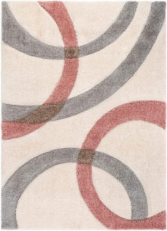 Image of Carpet for Living Room 5X7 FEET Modern Soft Shaggy Carpet Thick, Fluffy & 2 inch Pile Shag Rug for Your Kids Room, Bedroom & Livingroom (White Pink Gray)