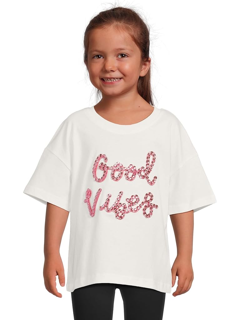 White Lola and The Boys Crystal Good Vibes T-Shirt (Toddler/Little Kid/Big Kid)