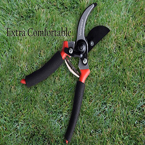 Extra Comfortable Professional Pruning Shears 8 Inch With Extra Sharp Blade And Easy To Hold Ergonomic Handles For Man & Women. High Quality Steel Blade Pruning Shears With Safety Jaws Lock. #TOP6