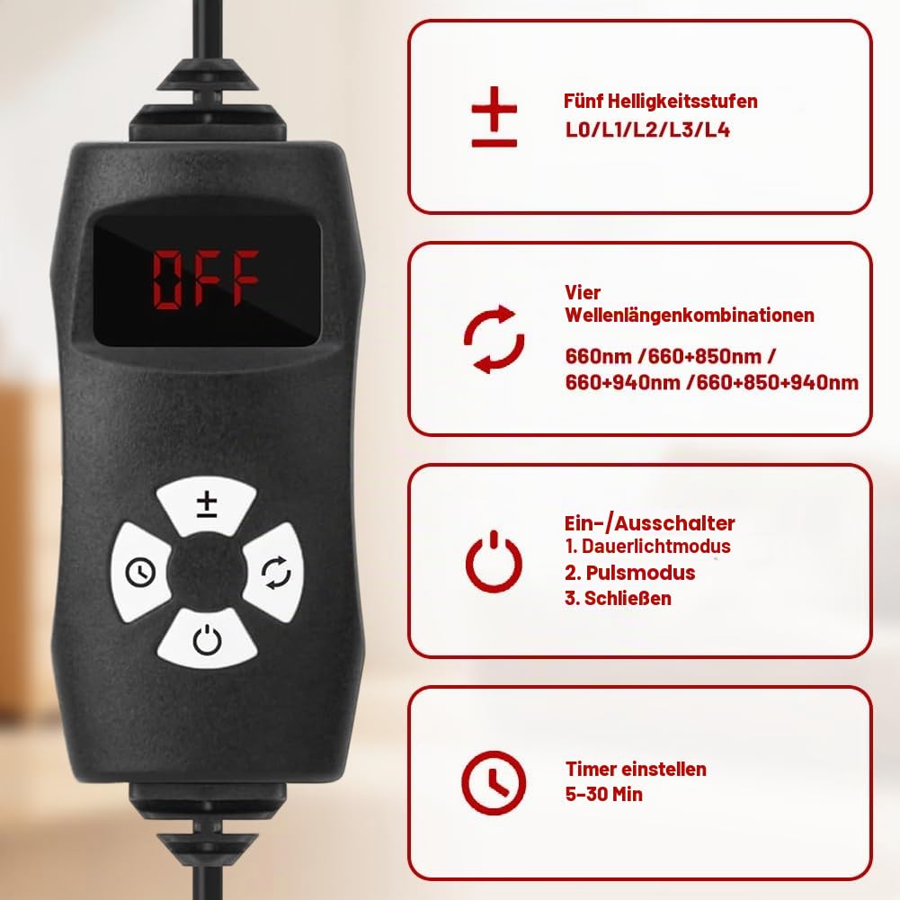 Rotlichtlampe für Körper & Gesicht,Infrarotlampe mit 200 LED & 5 Helligkeitsstufen, Tri-Wellenlänge (660nm 850nm 940nm) mit verstellbarem Ständer & Schutzbrille,Muskel- und Gelenkverspannungen lösen