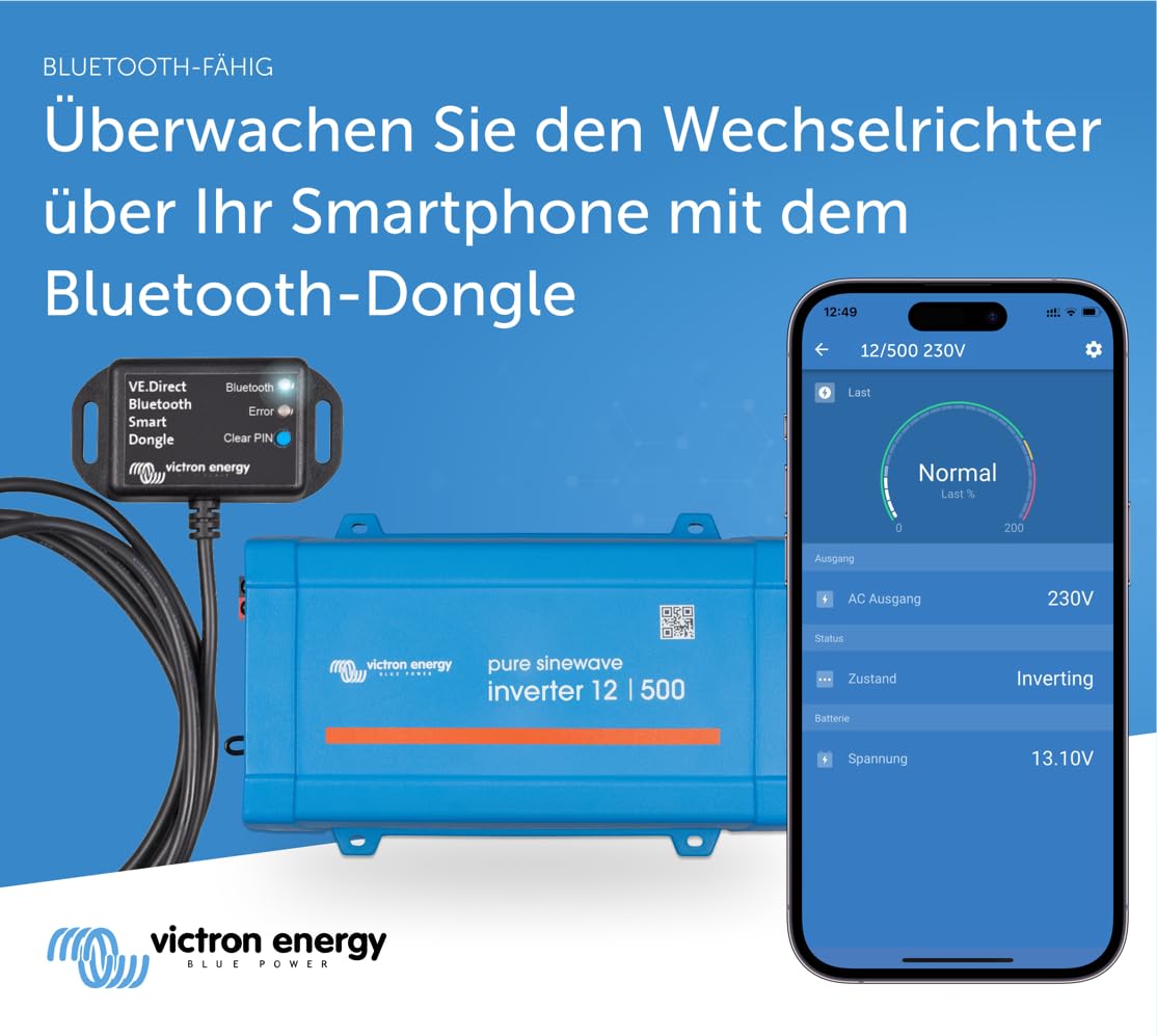 Victron Energy 500VA 12-Volt 230V AC Reiner Sinus Wechselrichter (Schuko)