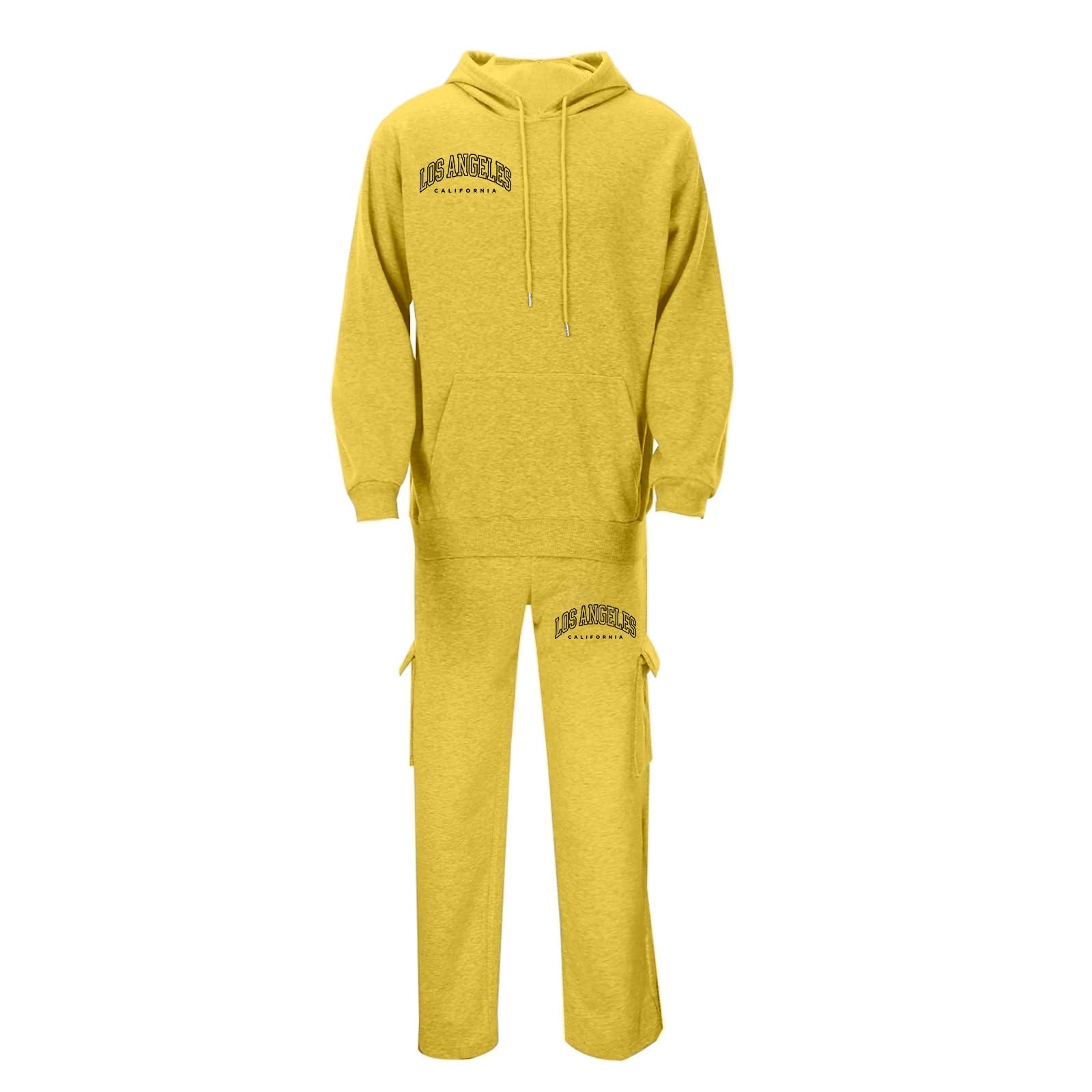 Tuta da uomo con cappuccio stampata, abbigliamento casual, comodo maglione da jogging, elegante outfit in due pezzi abbinato